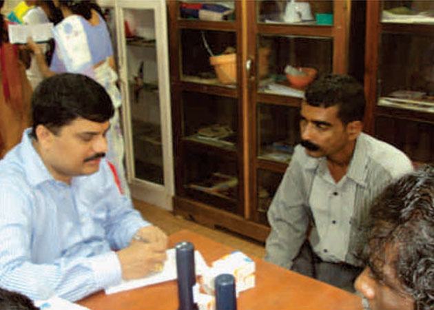 Dr. Krishna Prasad conducting a Free Eye Checkup camp