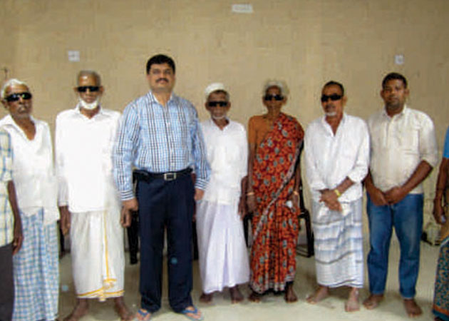 Dr. Krishna Prasad with Post Operative Patients of a Free Eye Checkup Camp he conducted in 2008