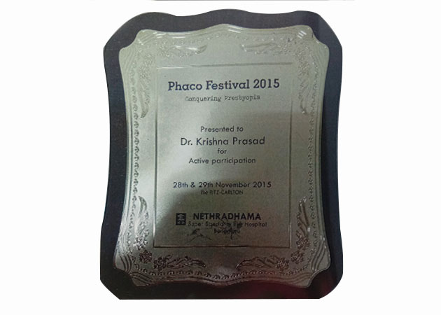 Felicitated by Nethradhama in 2015