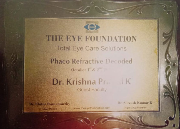 Honoured by the Eye Foundation in 2016